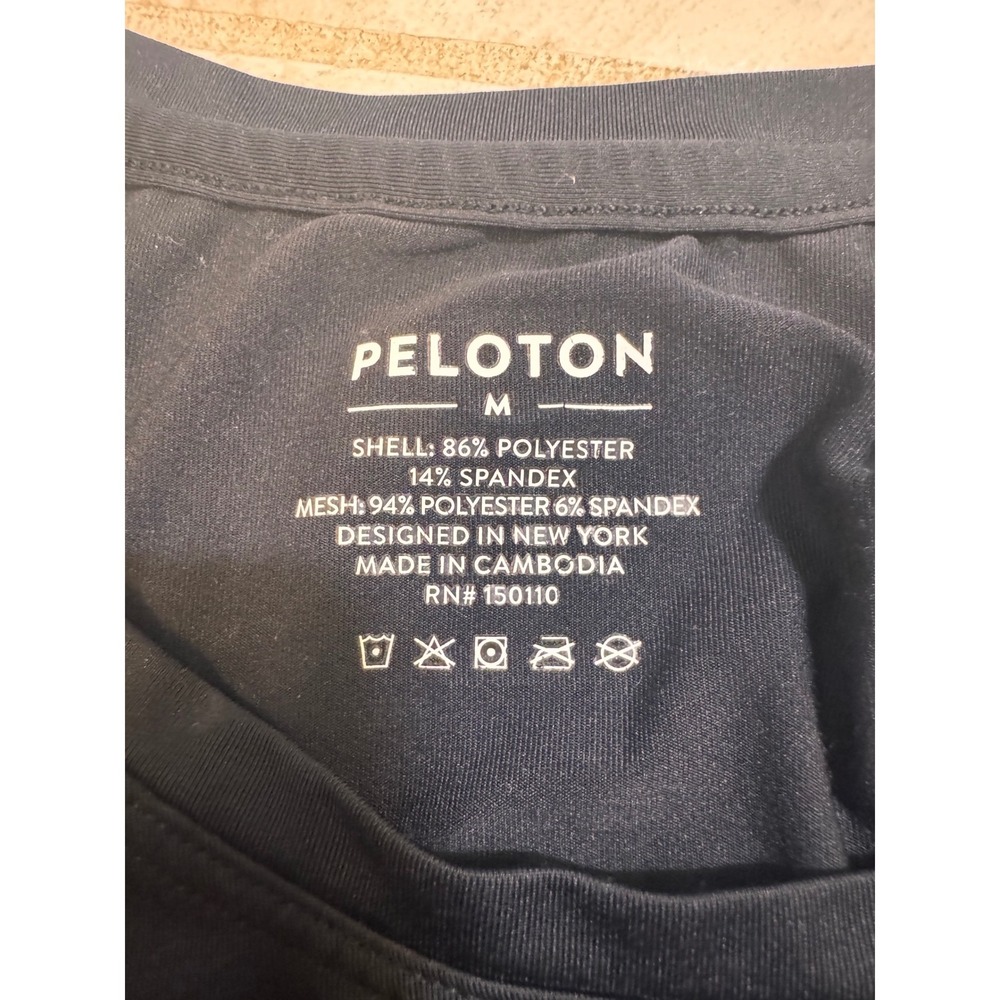Peloton Black Racerback Tank Top‎ Medium Mesh Back Athletic Workout Shirt - Picture 2 of 3